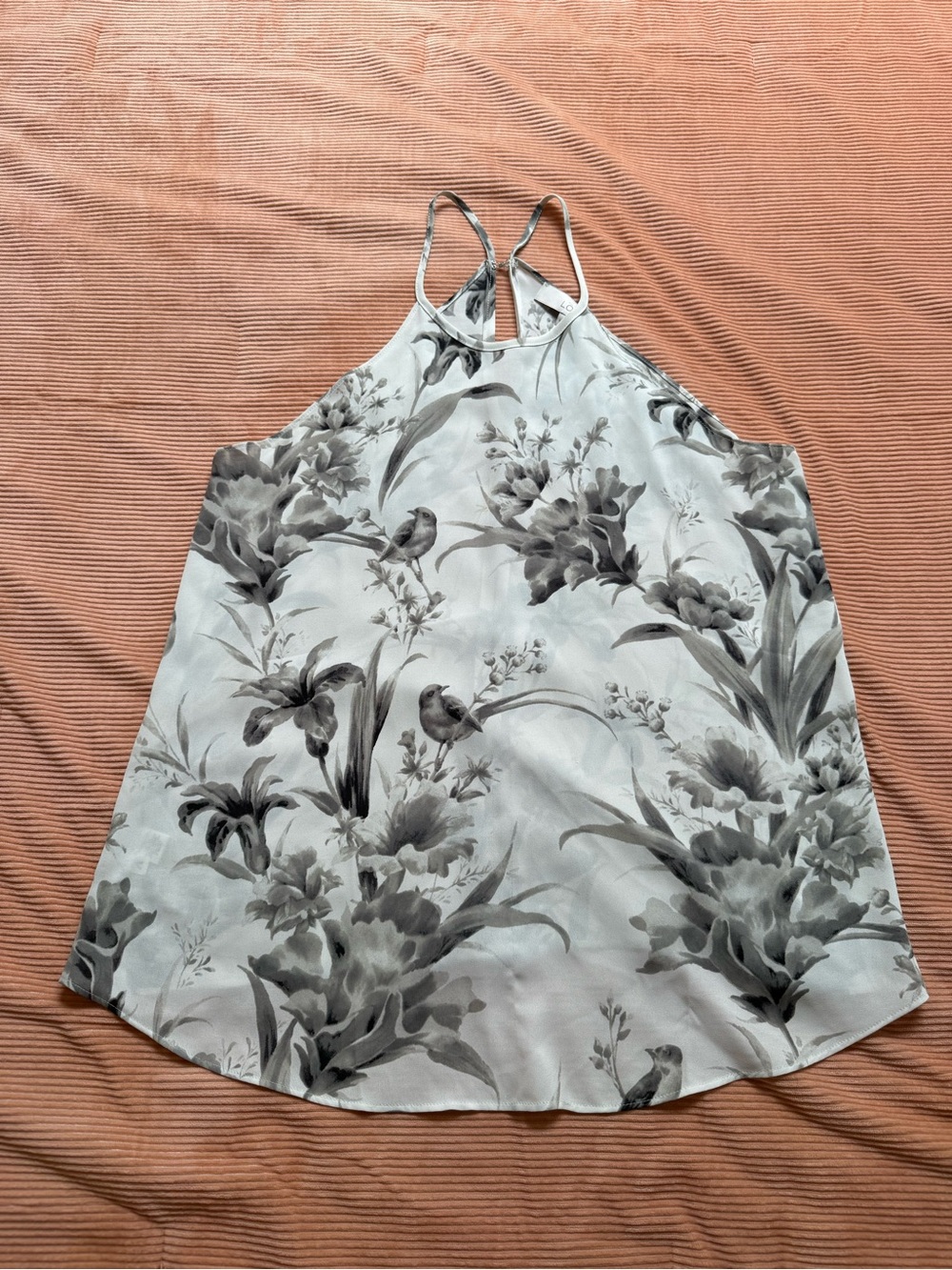 LOFT White Halter Floral & Bird Print Camisole